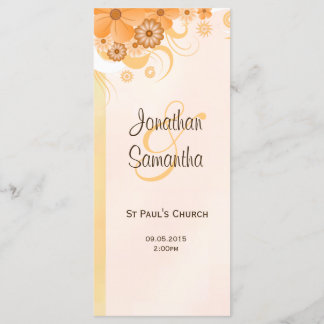 Programas de Casamento Floral Dourado e Peach