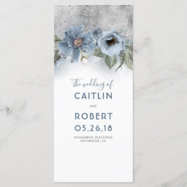 Programas de Casamento Floral Dusty Blue e Silver