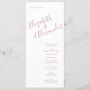 Programas de Casamento Floral e rosa claro de Rosa