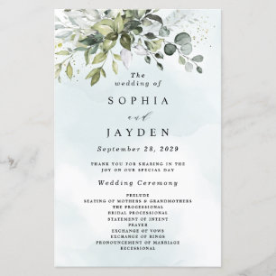 Programas de Casamento Floral Russo Dusty Blue Gre