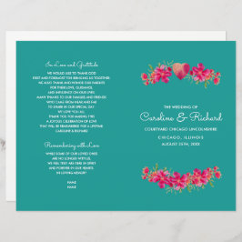 Programas de Casamento Floral Turquoise Fuchsia