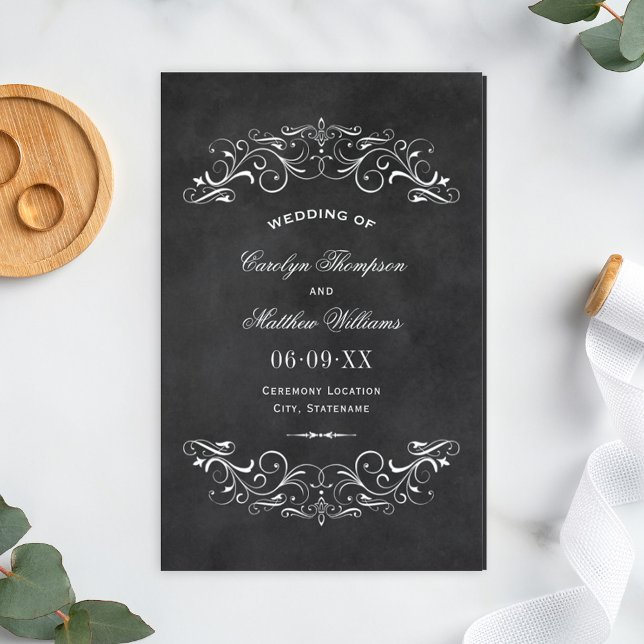 Programas de Casamento Flourish do Chalkboard Negr (Criador carregado)
