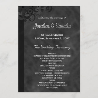 Programas de Casamento Gótico Chalkboard Preto