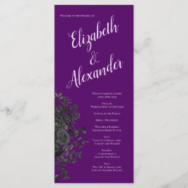 Programas de Casamento Gótico em Rosa preto e roxo