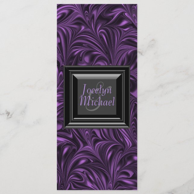 Programas de Casamento Mármore Preto Roxo (Frente)