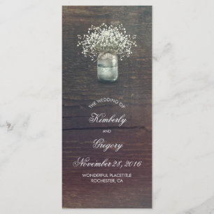 Programas de Casamento Mason Jar Breath da Rustic