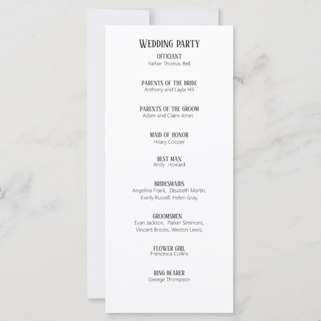 Programas de casamento Modern daisy Cartão Plano (Verso)