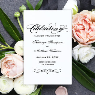 Programas de Casamento para Caligrafia Negra Elega