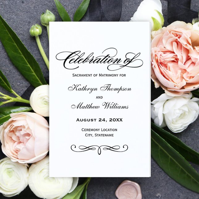 Programas de Casamento para Caligrafia Negra Elega (Criador carregado)