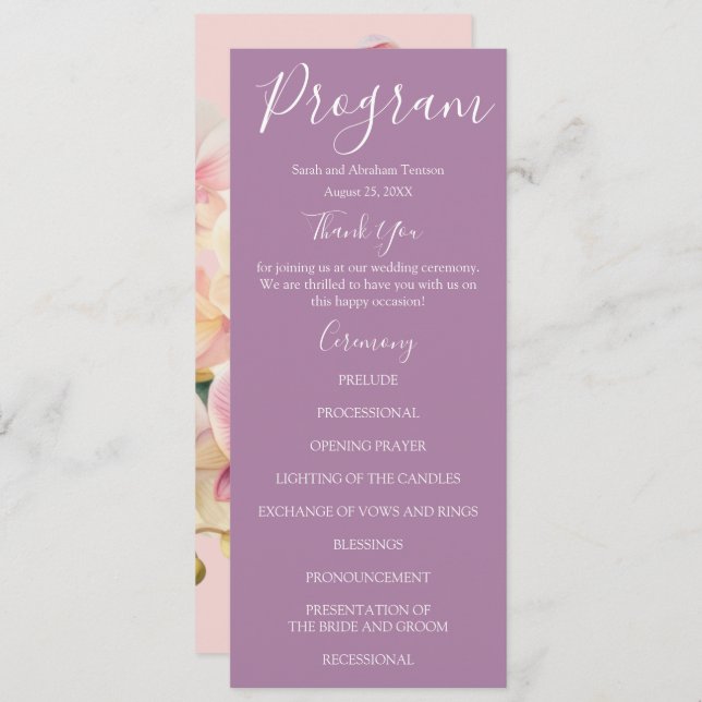 Programas de Casamento para Orquídeas do Pastel Ra (Frente/Verso)