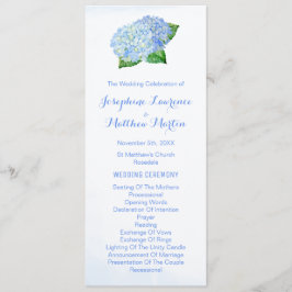 Programas de Casamento por Aquarela Blue Hydrangea