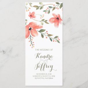 Programas De Casamento Por Aquarela De Flores De B