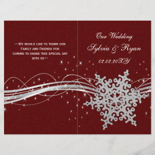 programas de casamento Red Silver Snowflakes dobra
