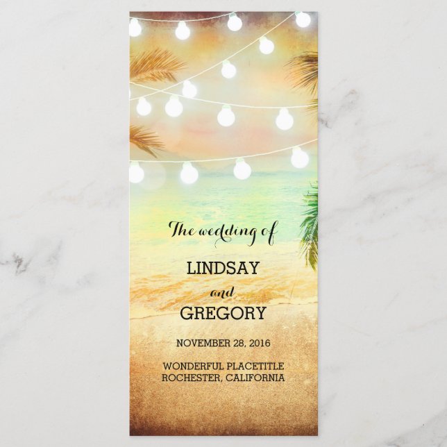 programas de casamento romântico de praia por pôr  (Frente)