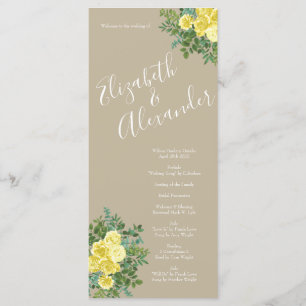 Programas De Casamento Rosa De Khaki Ecru Amarelo 