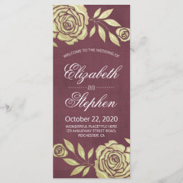 Programas de Casamento Rosas Ouros Modernos Vermel