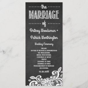 Programas de Casamento Russo de Chalkboard e Lace