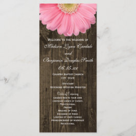Programas de Casamento Rustic Wood Pink Gerber Dai