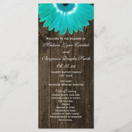 Programas de Casamento Rustic Wood Teal Gerber Dai