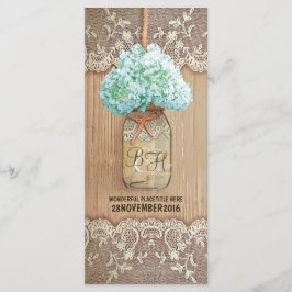 programas de casamento rústico da hydrangea mason 