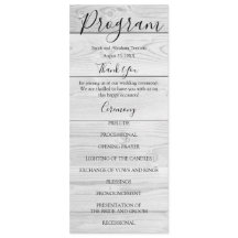 Programas de Casamento Rústicos em Madeira Branca 