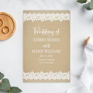Programas de Casamento Rústicos Kraft e Renda