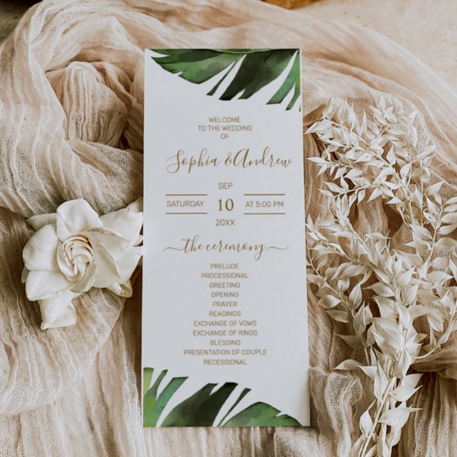 Programas de Casamento Tropical Palm Leaf (Criador carregado)