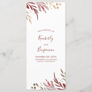 Programas de Casamento Vermelho e Elegante Dourado