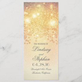 Programas de Casamento vintage de Luzes Douradas