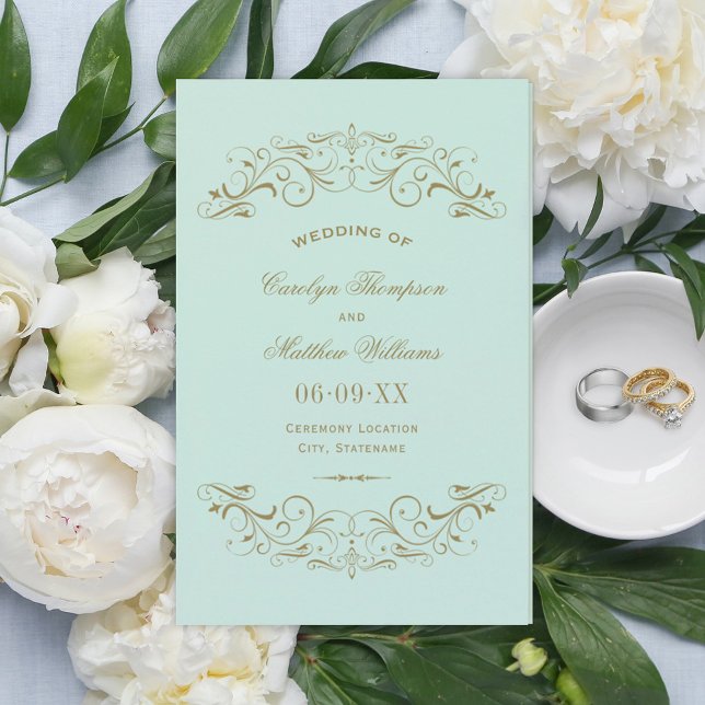 Programas de Casamento Vintage Mint Antique Flouri (Criador carregado)