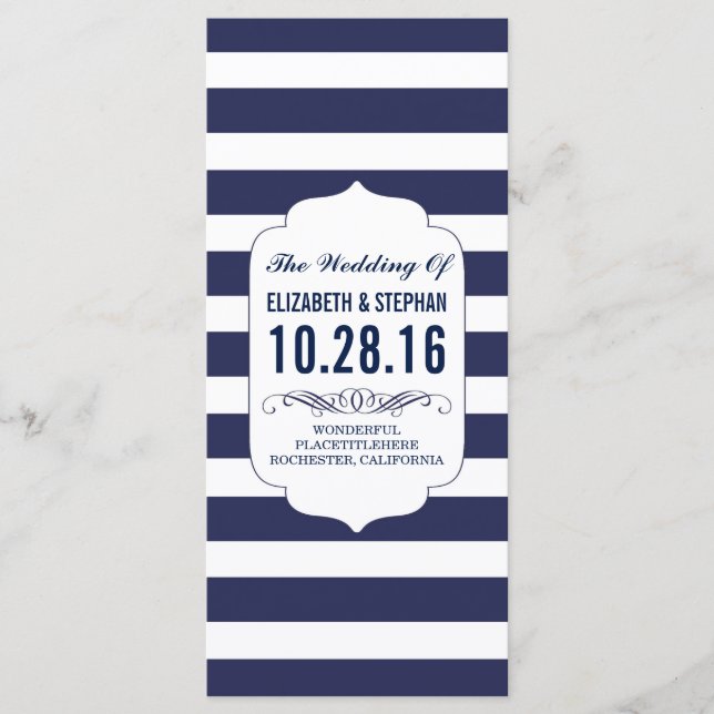 Programas de casamentos de stripes marinhos e bran (Frente)