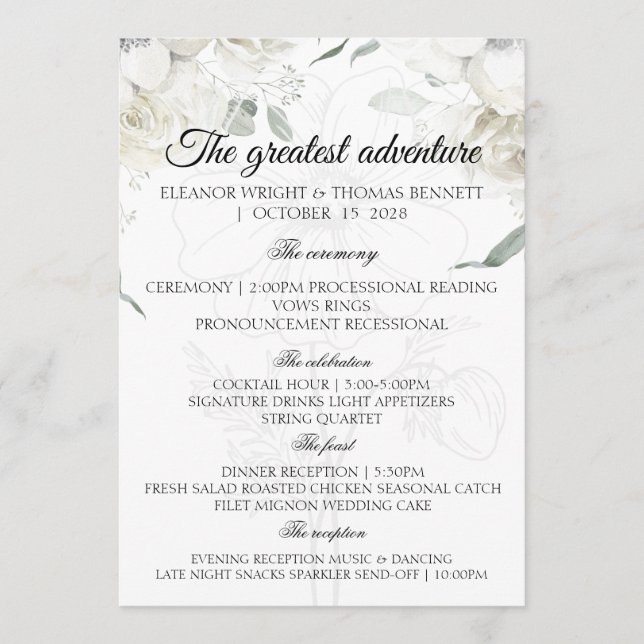 Programas de Cerimônia de Casamento Burgundy Flora (Frente)