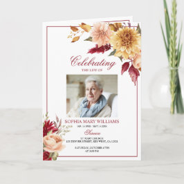 Programas de Funeral com Foto de Flores de Outono