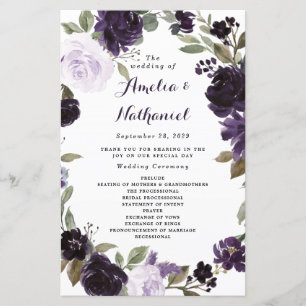 Programas Dourados de Casamento Floral Verde Elega