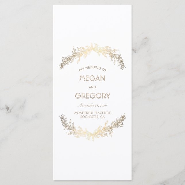 Programas Dourados de Casamento vintage Laurel (Frente)