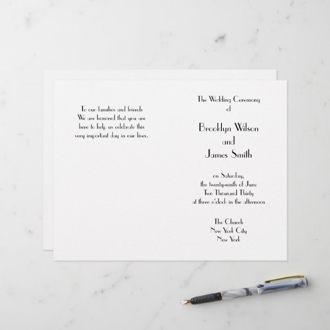 Programas mínimos de Casamento Branco Deco (Frente/Verso In Situ)