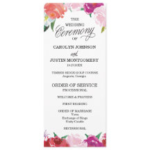 Programas Modernos de Casamento Floral de Aquarela