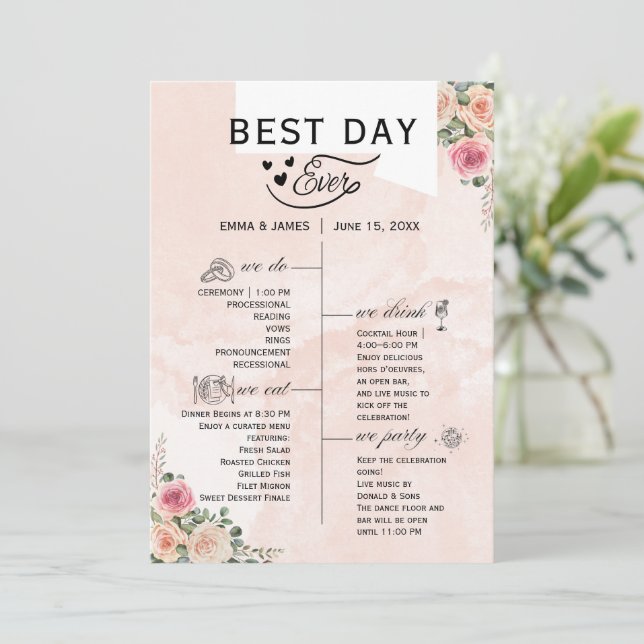 Programas Românticos de Casamento Floral de Creme  (Em pé/Frente)