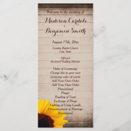 Programas Rustic Barn Wood Sunflower Wedding