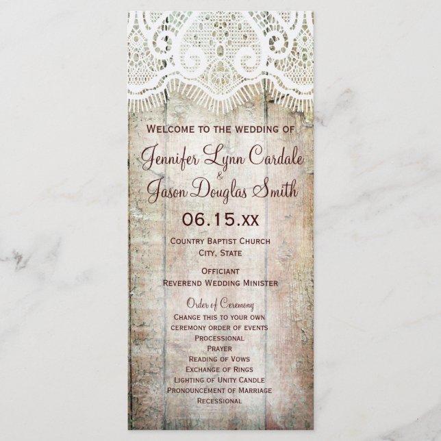 Programas Rustic Country Barn Wood Vertical Weddin (Frente)