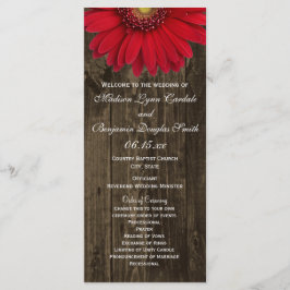 Programas Rustic Country Red Daisy Wedding