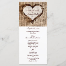 Programas Rustic Country Twine Heart Wedding