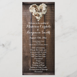 Programas Rustic Country Wood Flowers Heart Weddin
