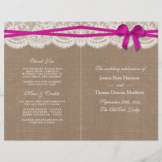 Programas Rustic Pink Arco Wedding Collection (Frente)