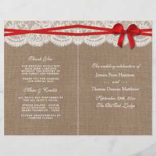 Programas Rustic Red Arco Wedding Collection