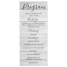 Programas Rustic White Wood Country Wedding