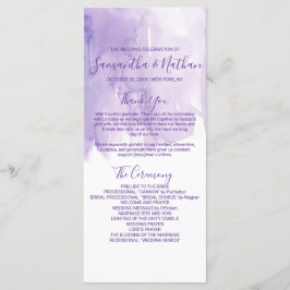 Programas Violet Purple Watercolor Splash Wedding