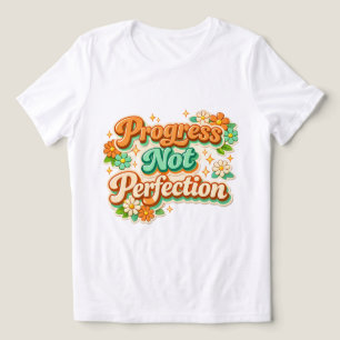 Progresso Não Perfeição Floral Retro Motivacional