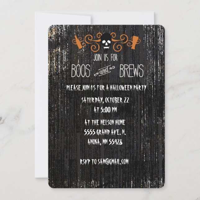 Projeto de convite para Boos e Brews Halloween (Frente)