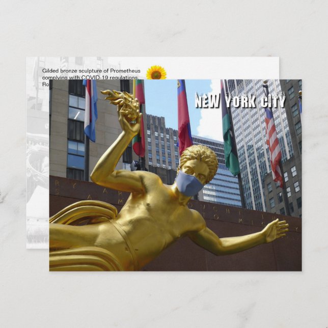 Prometeu vestindo uma máscara facial - Cartão post (Frente/Verso)